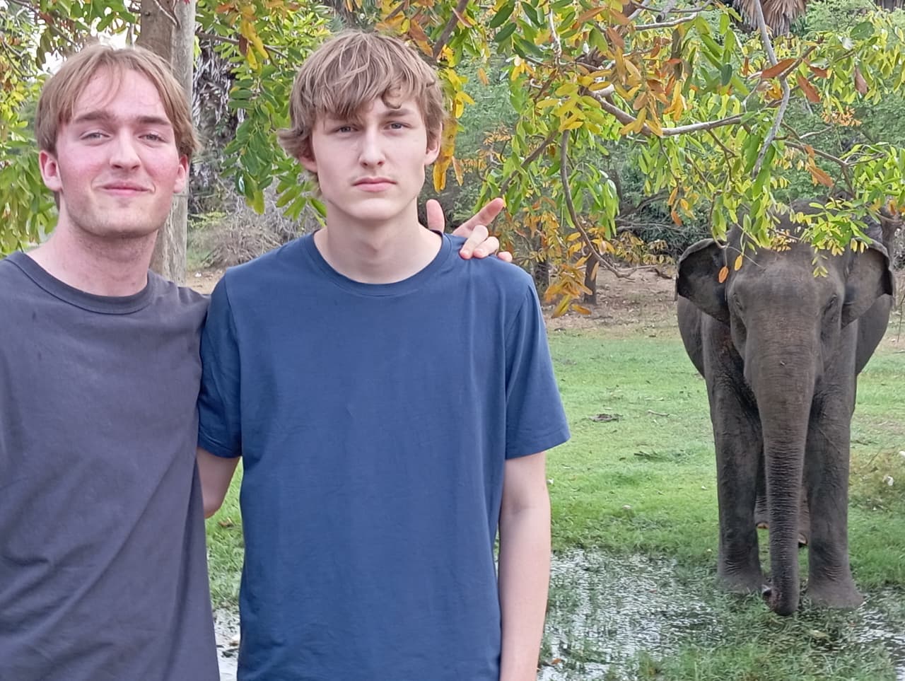 Friends with elephant in Arugam Bay